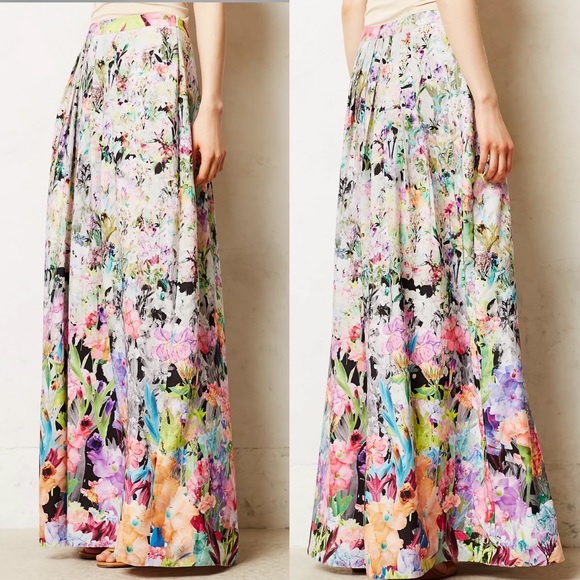 Ranna Gill by Anthropologie Womens Firefleur Floral Maxi Skirt Size Small - Picture 2 of 10